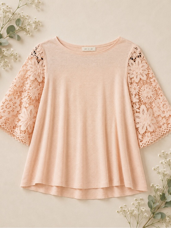 Eri & Ali Tops - Eri + Ali Lace Sleeve Swing Top | Anthropologie Blouse